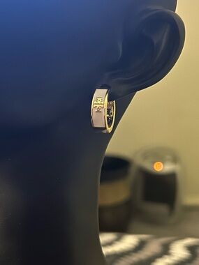 Tory Burch Gold-Tone Hoop Earrings with White Enamel Inlay